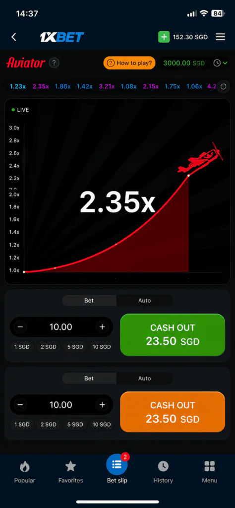 1xBet Aviator Gameplay